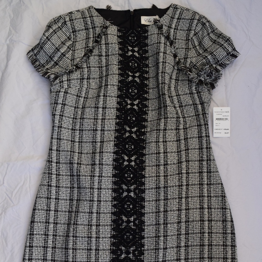 Knee length black and white Dress